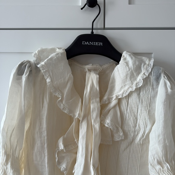 DÔEN Piper Belted Ruffled Ramie Mini Dress — Ivory | Size S | Perfect Condition - Picture 4 of 11